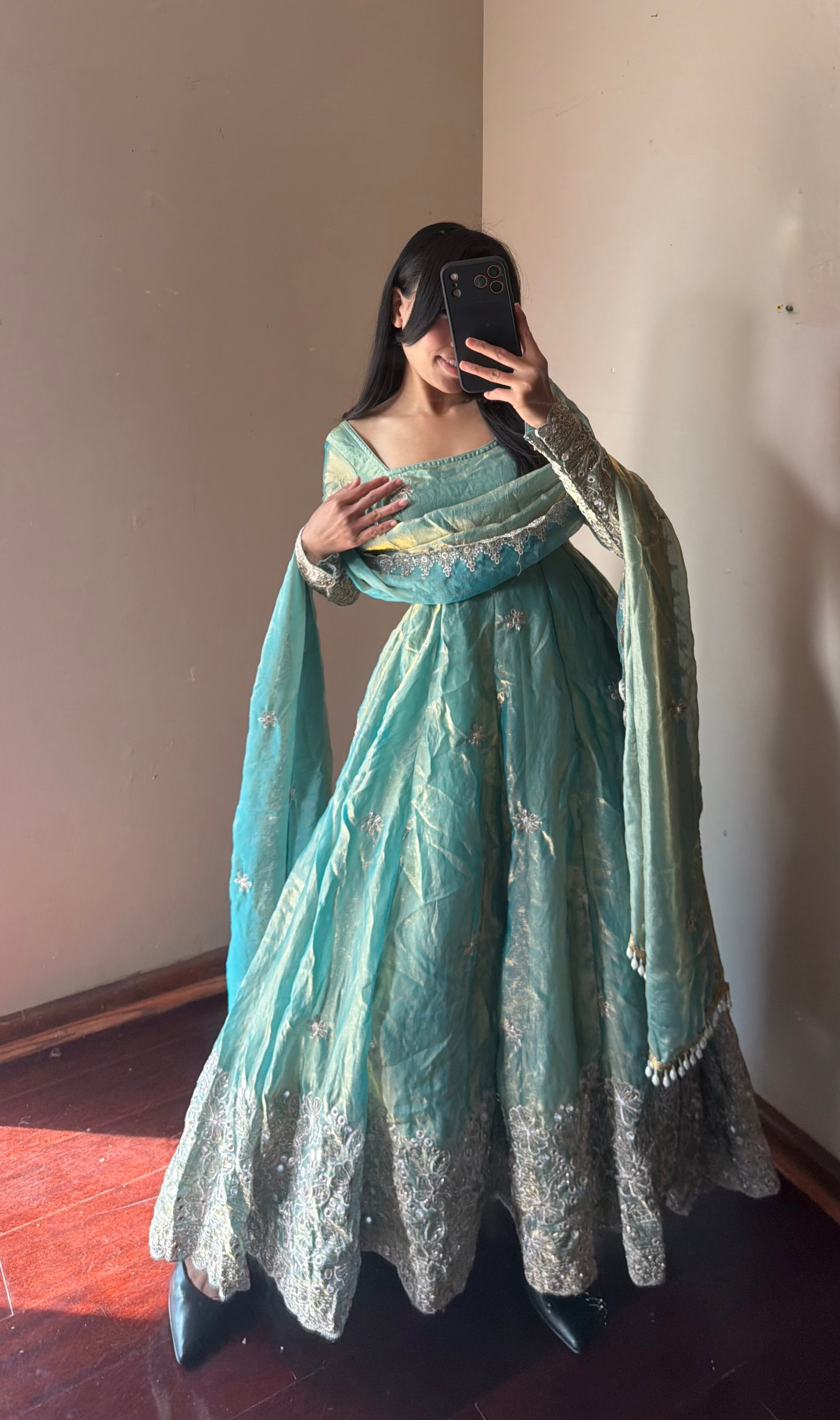 Fendi Silk Anarkali Set