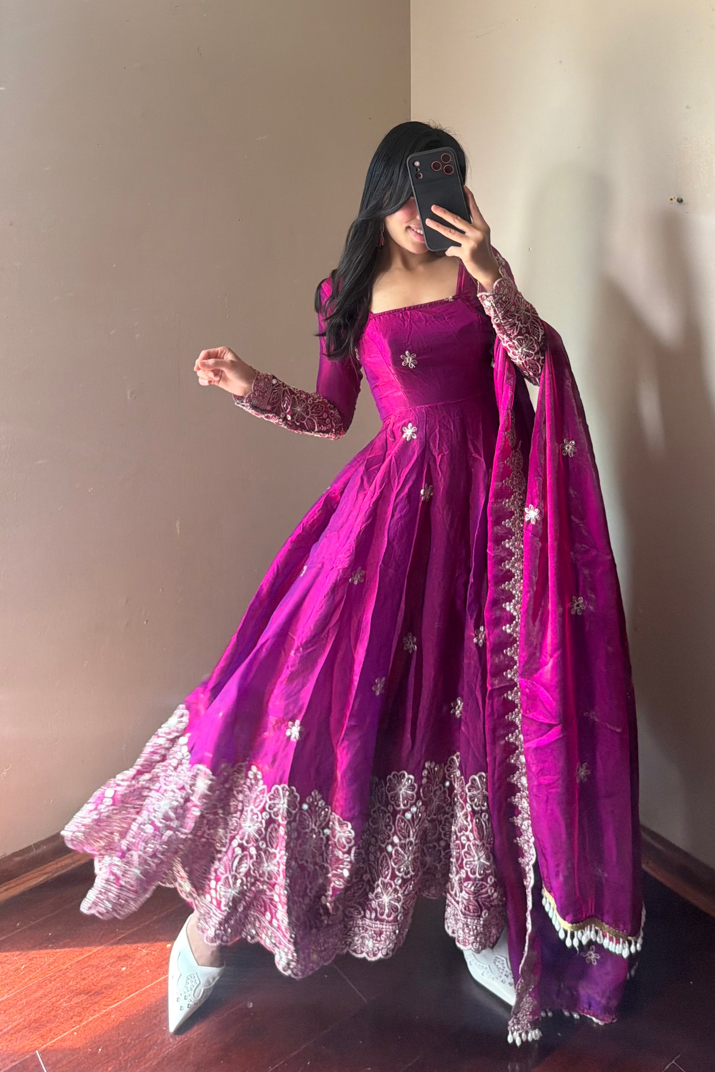Fendi Silk Anarkali suit