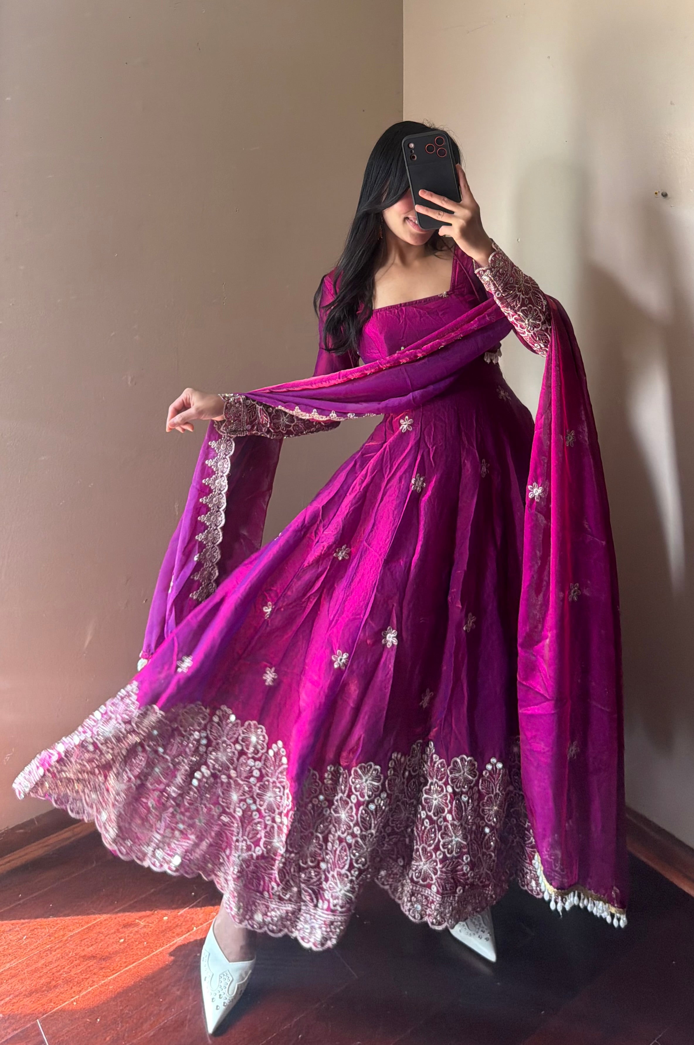 Fendi Silk Anarkali suit