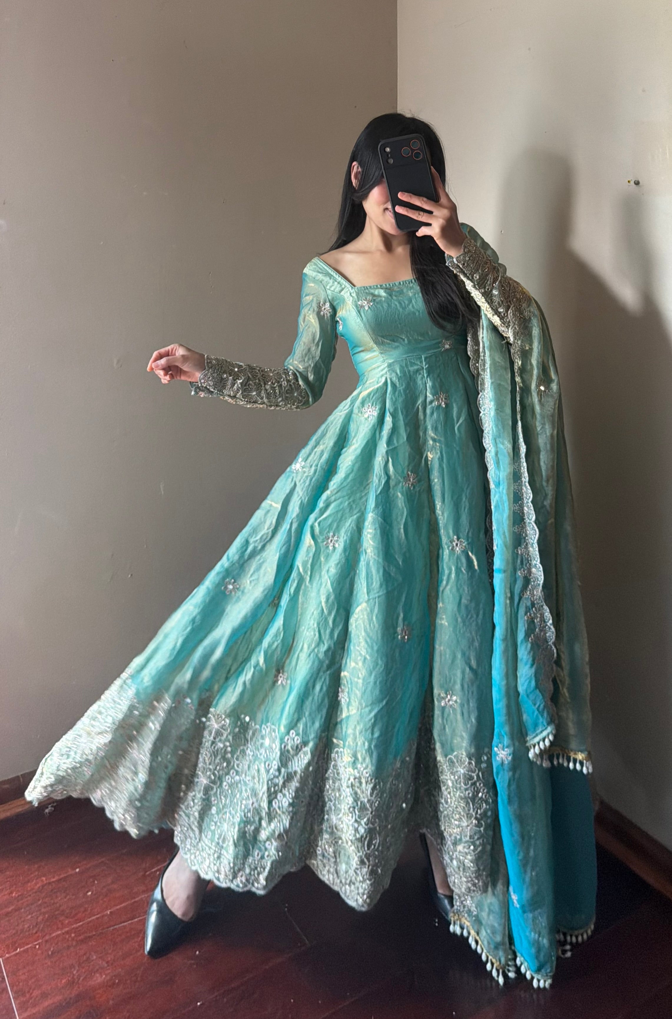 Fendi Silk Anarkali Set