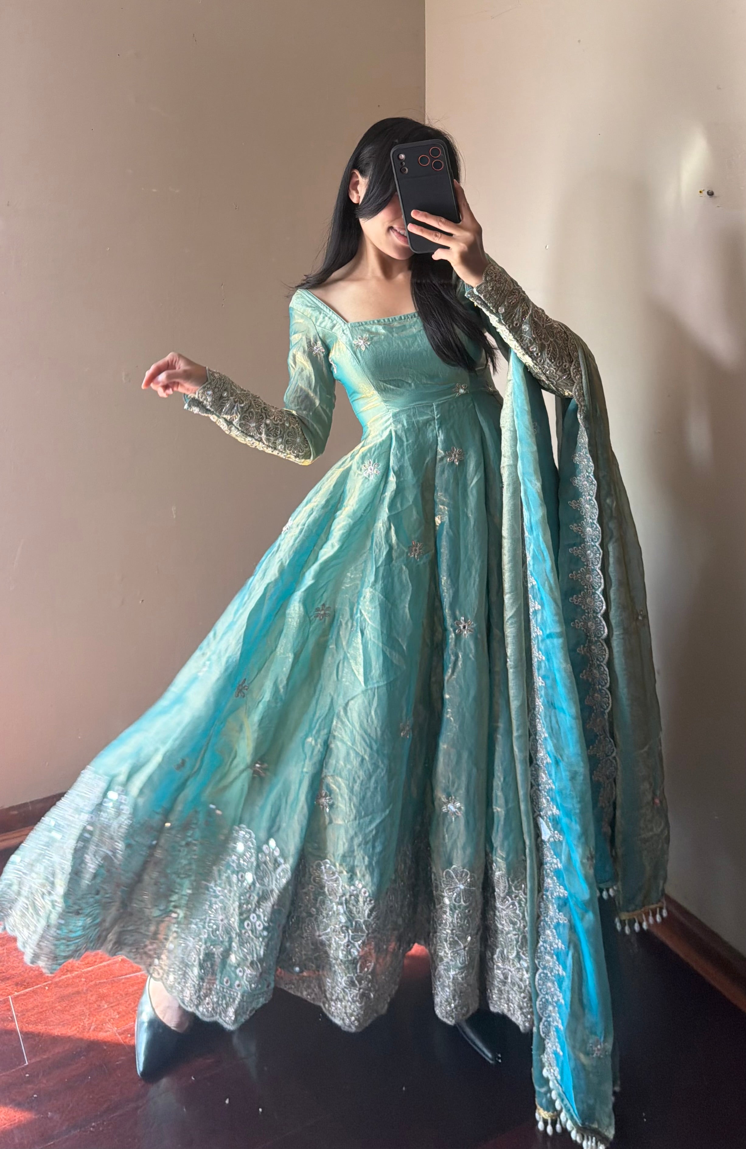Fendi Silk Anarkali Set