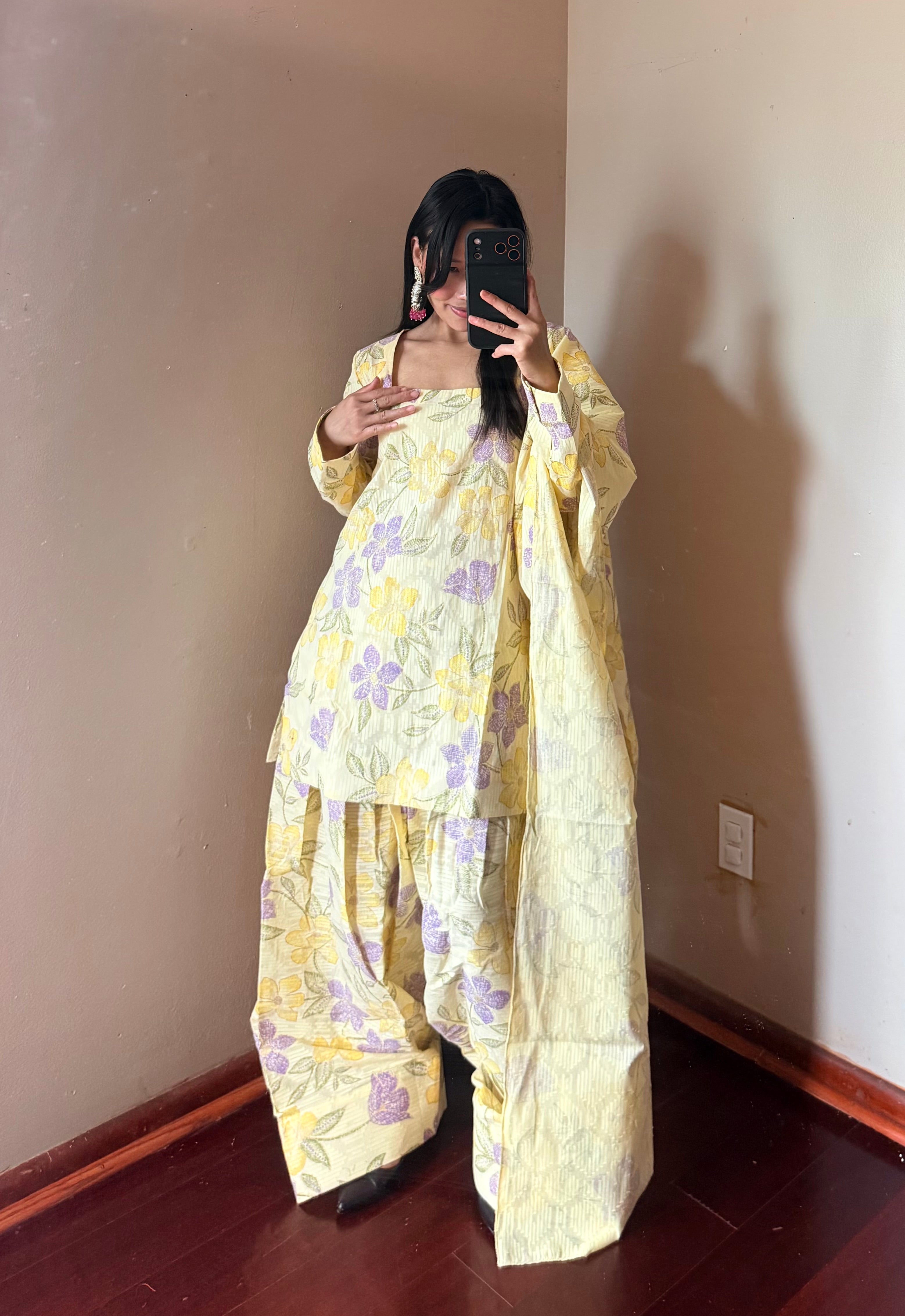 YELLOW COTTON FARSHI SALWAR SET