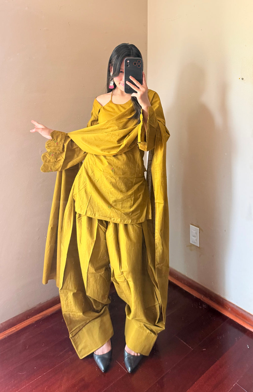 MUSTARD COTTON FARSHI SALWAR SET