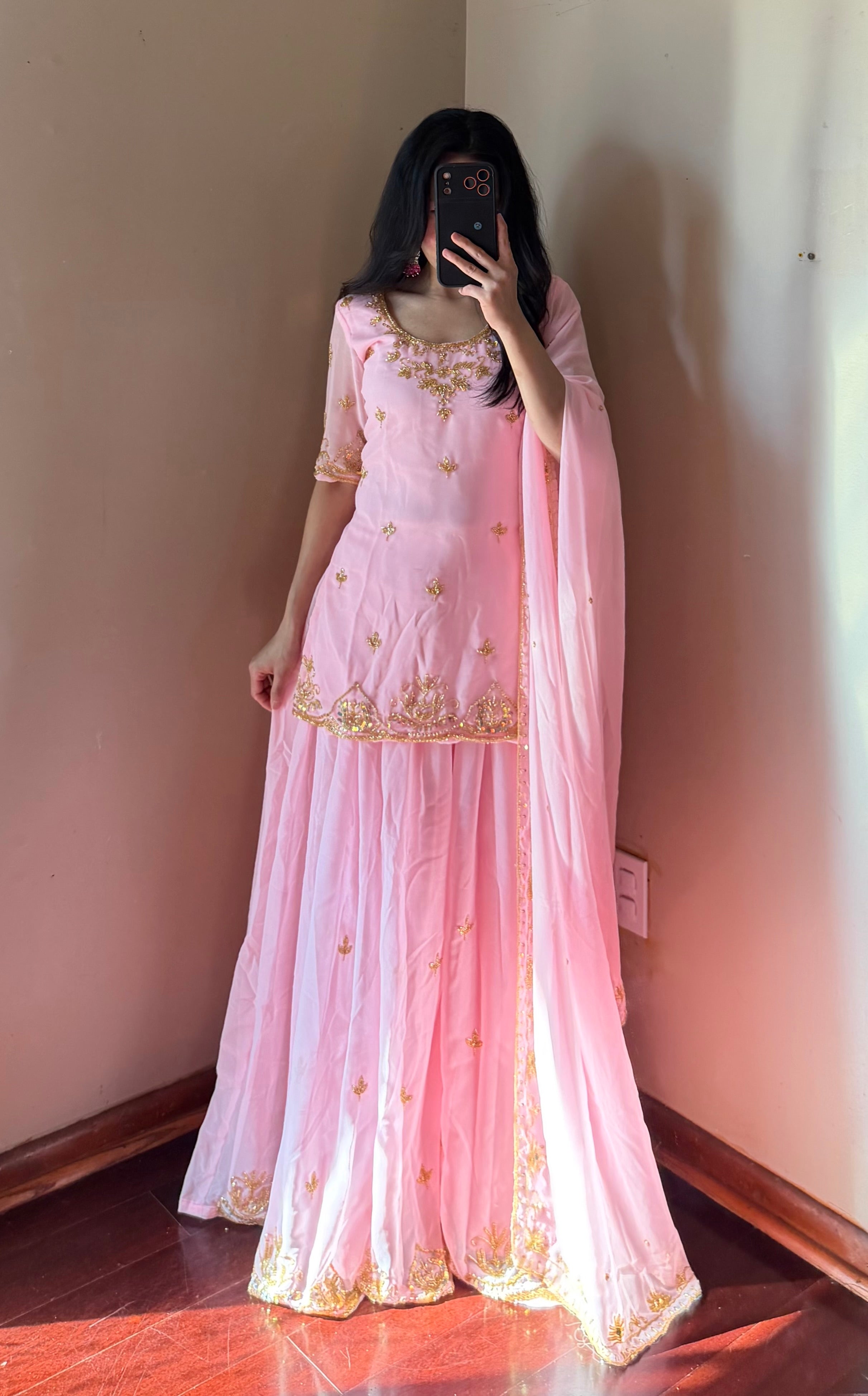 Heavy-Worked Sarara kurta Set