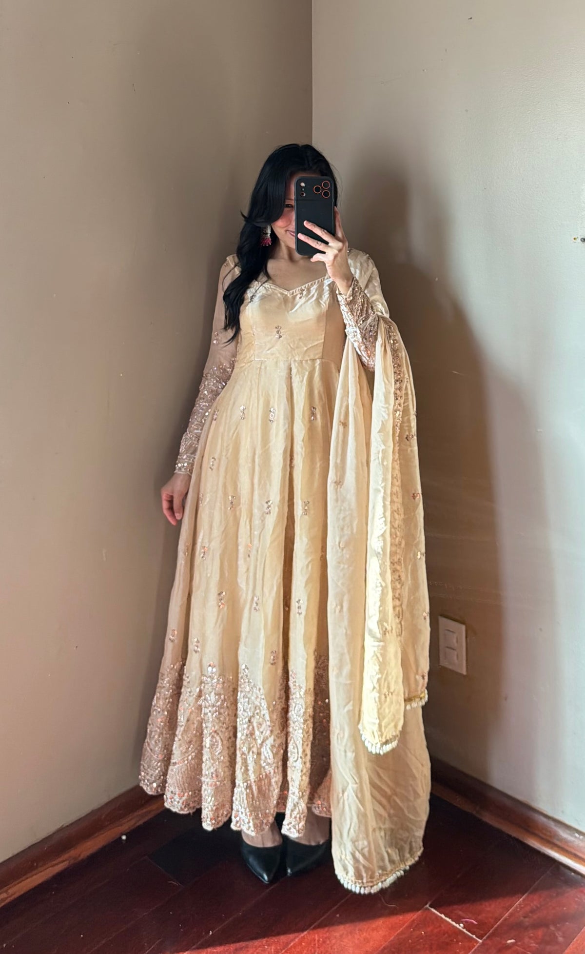 Fendy silk embroidered Anarkali suit