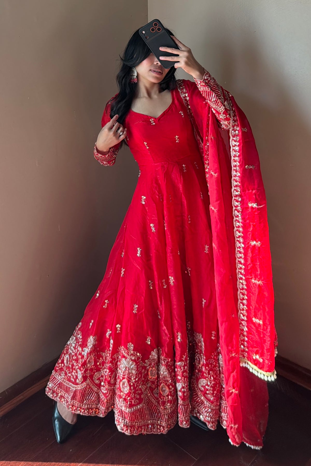 Fendy Silk Embroidered Anarkali Set