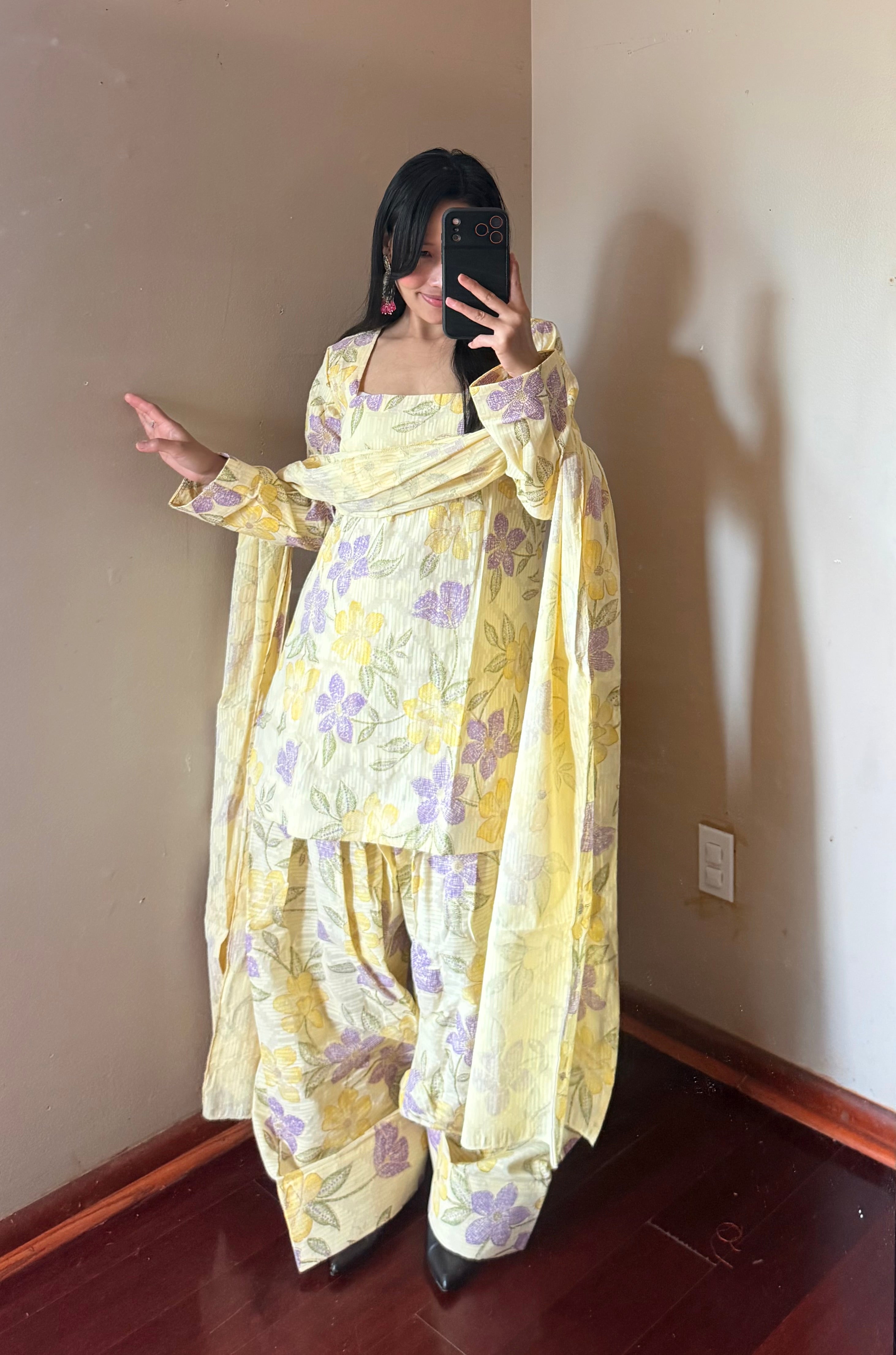 YELLOW COTTON FARSHI SALWAR SET