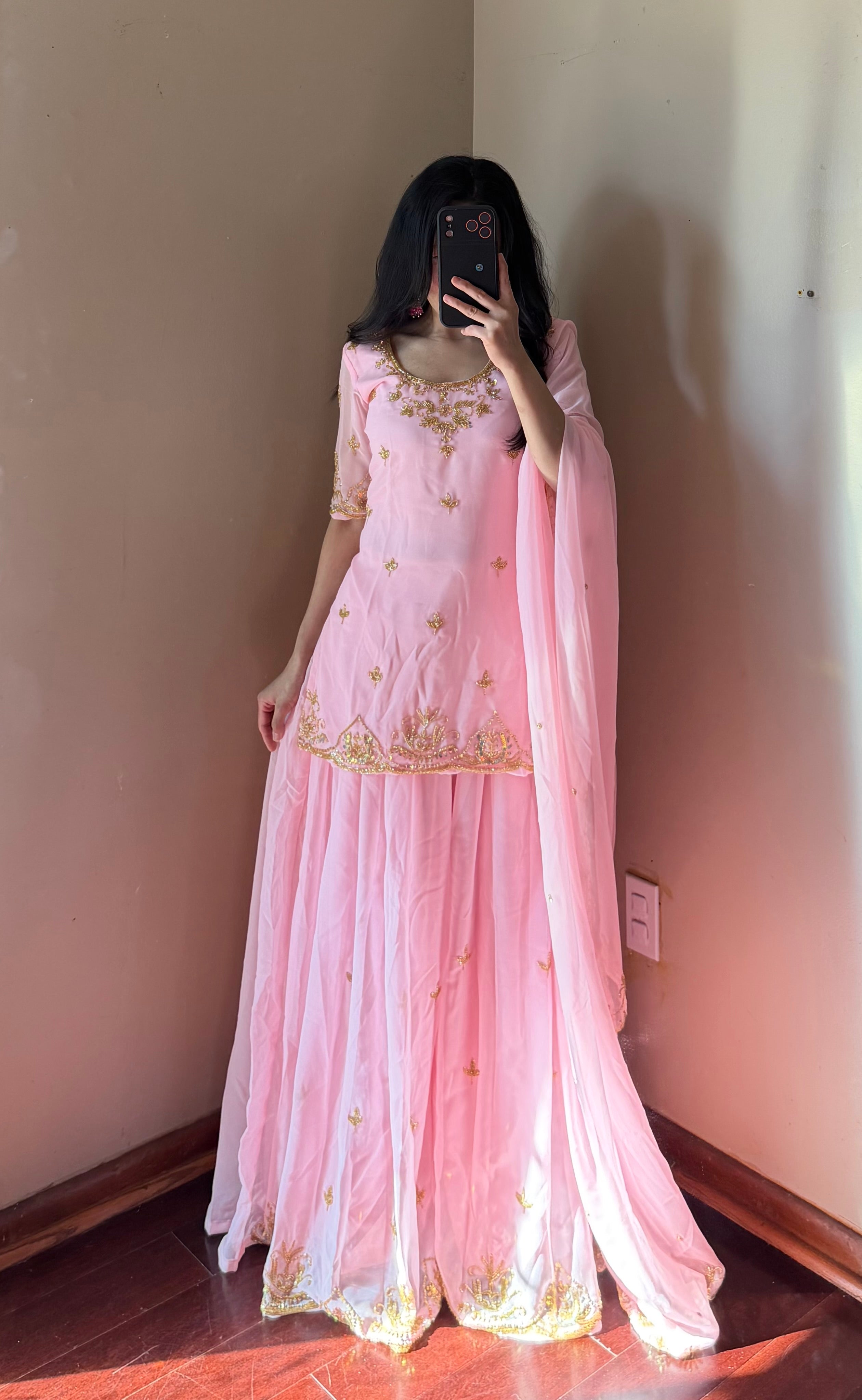 Heavy-Worked Sarara kurta Set