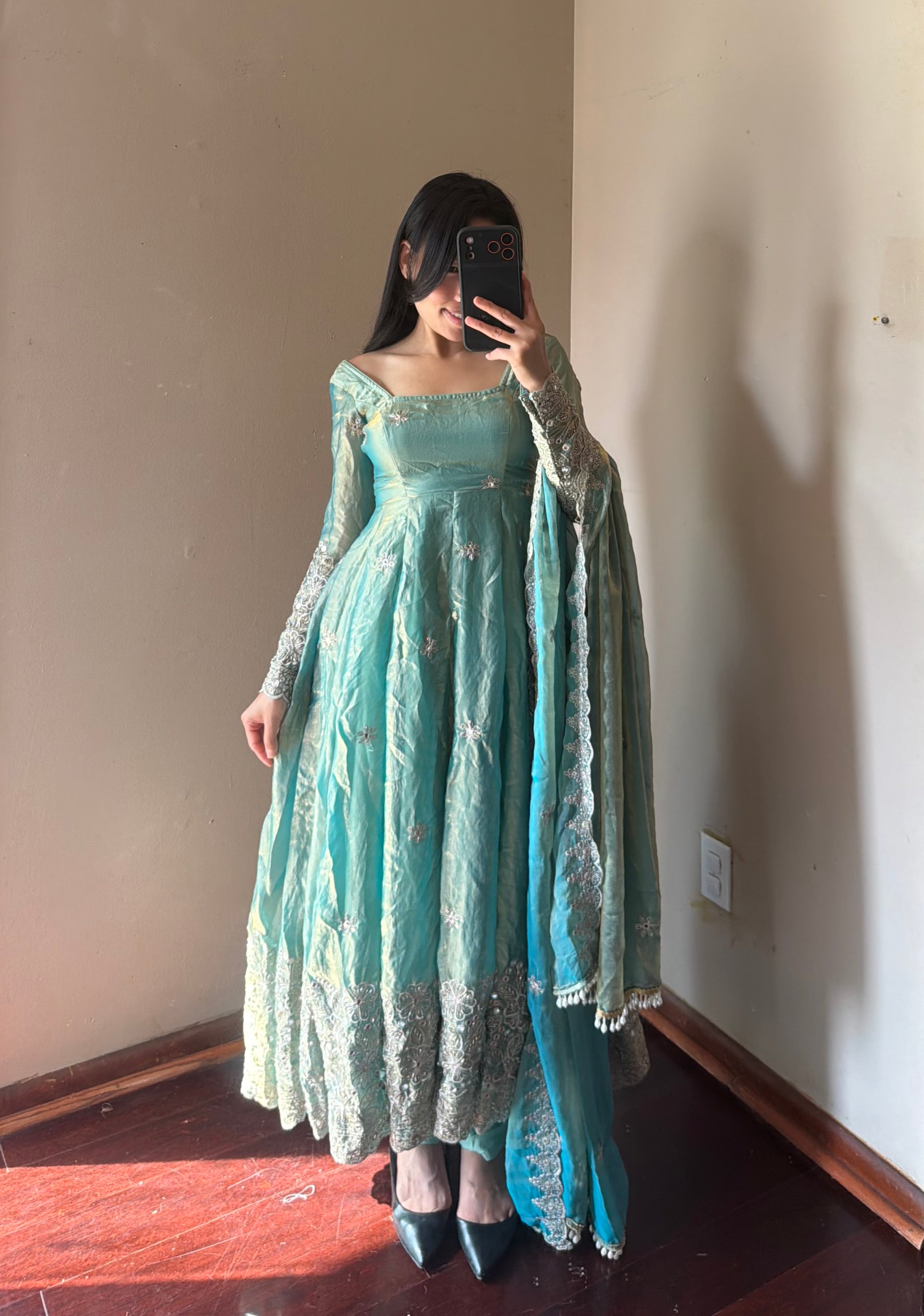 Fendi Silk Anarkali Set