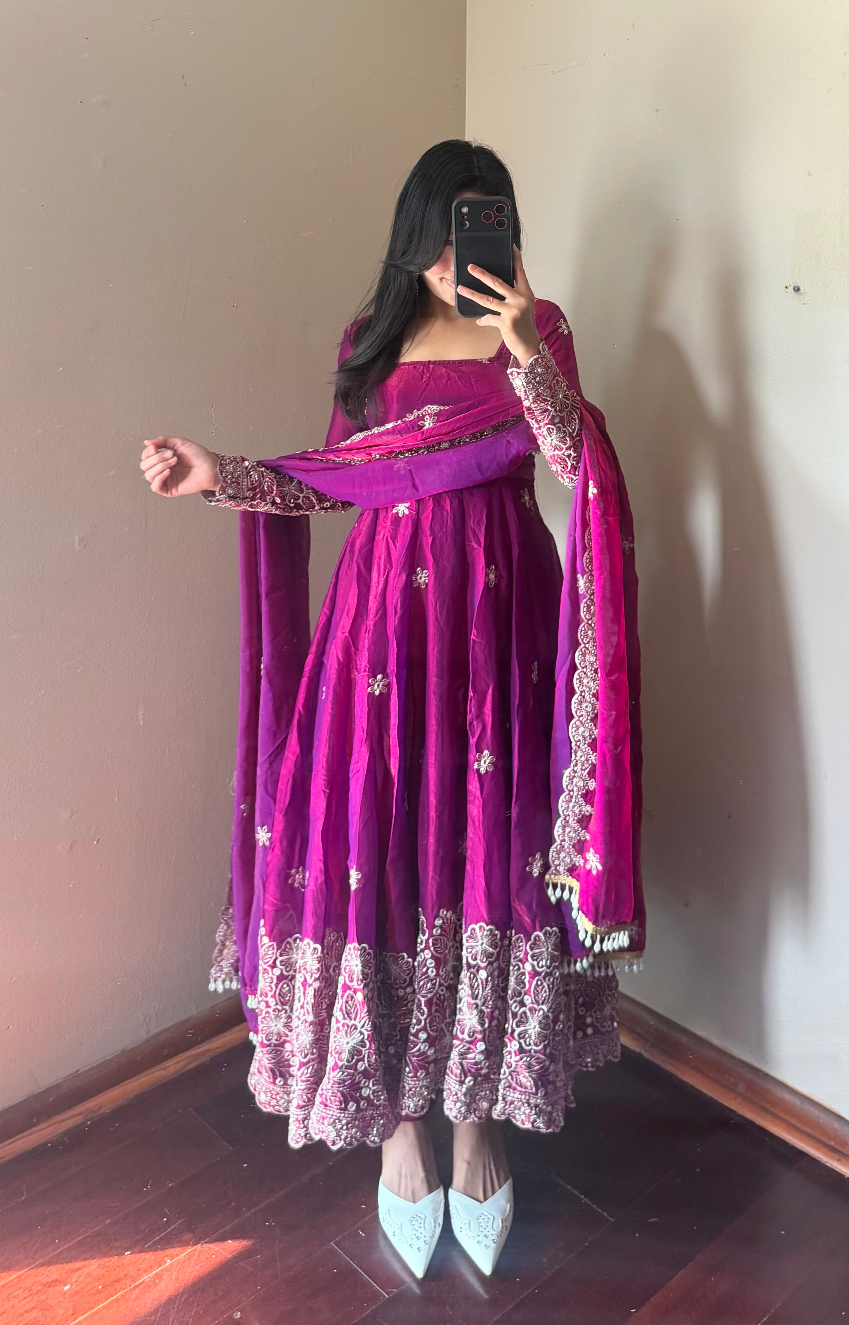 Fendi Silk Anarkali suit