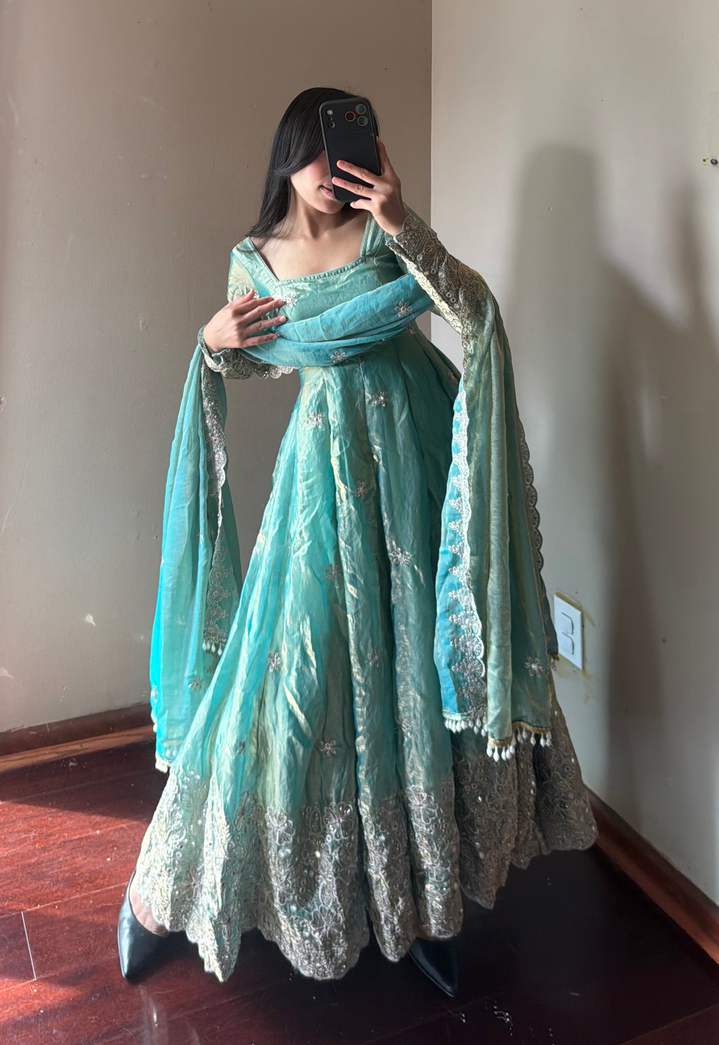 Fendi Silk Anarkali Set