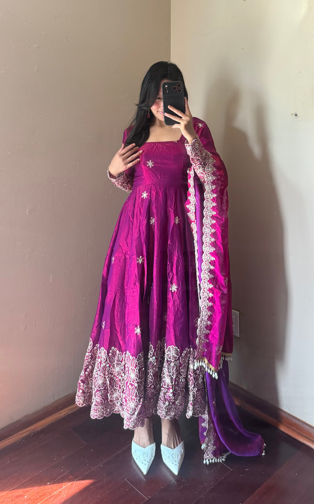 Fendi Silk Anarkali suit