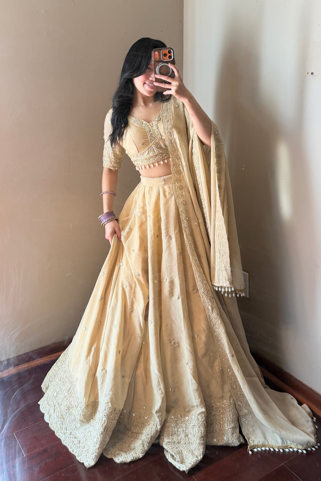Beige Lehenga Set