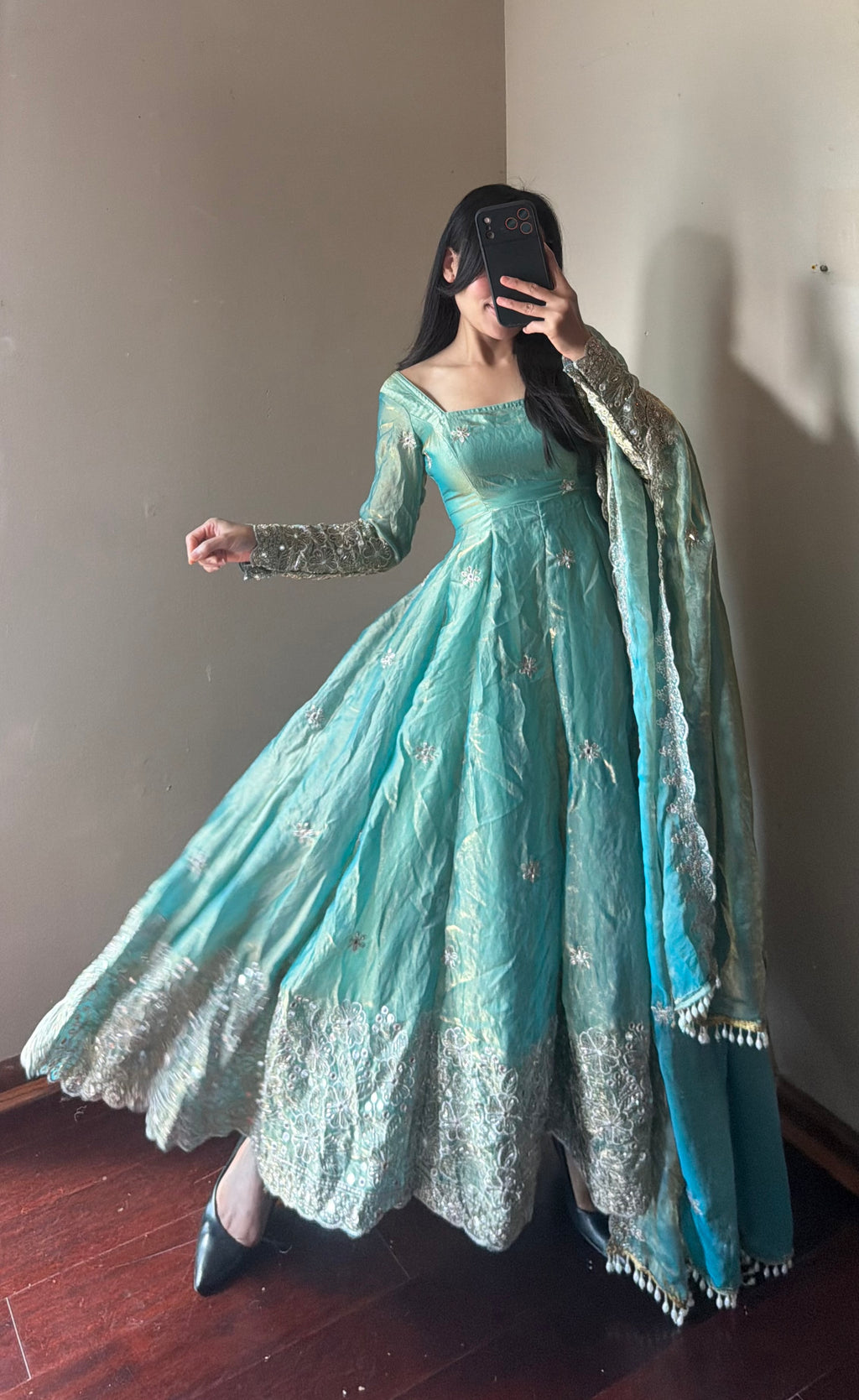 Fendi Silk Anarkali Set