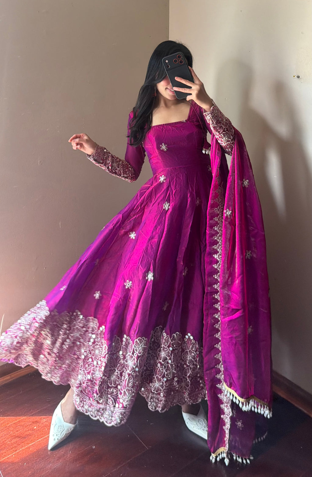 Fendi Silk Anarkali suit