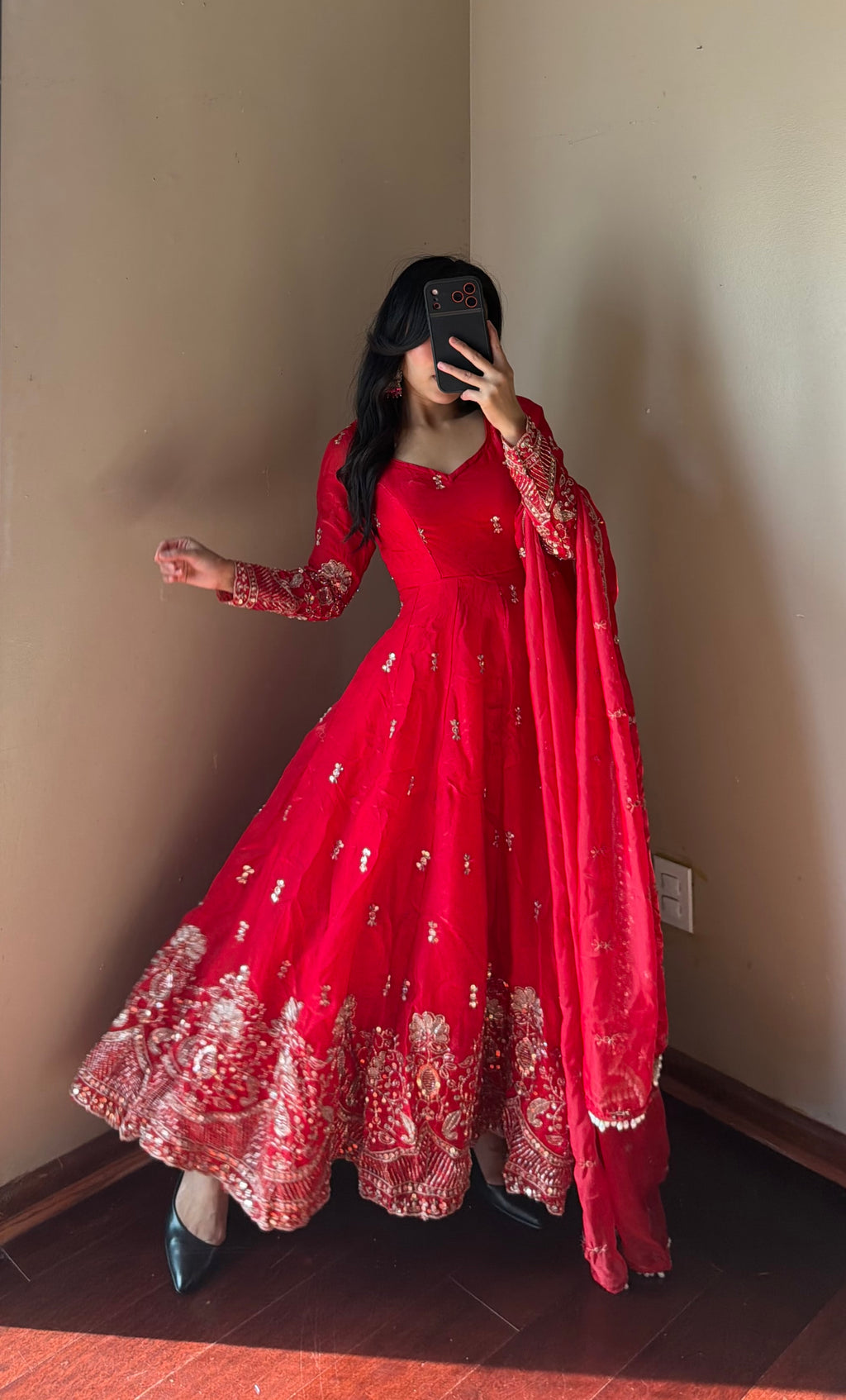 Fendy Silk Embroidered Anarkali Set