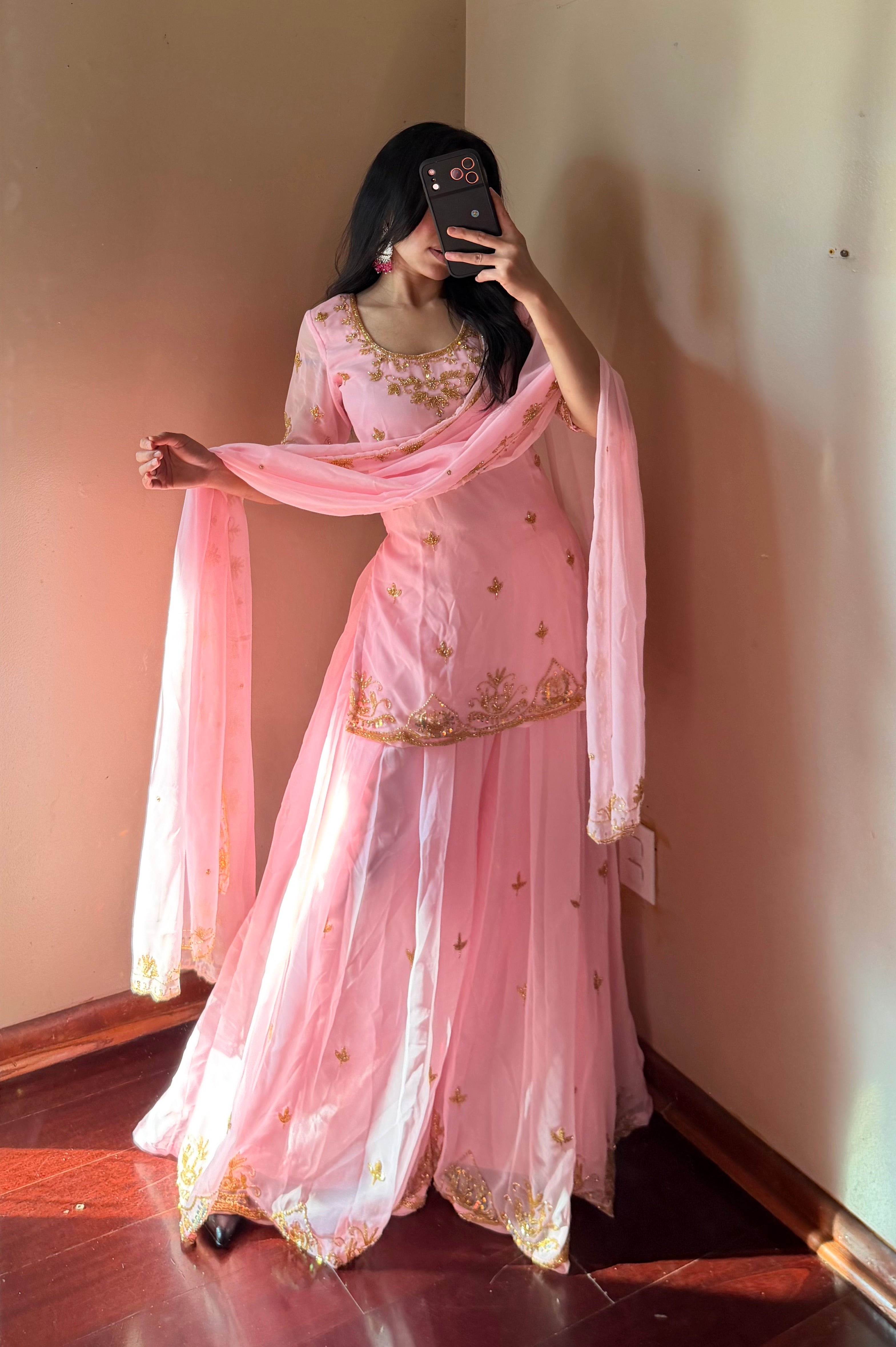 Heavy-Worked Sarara kurta Set