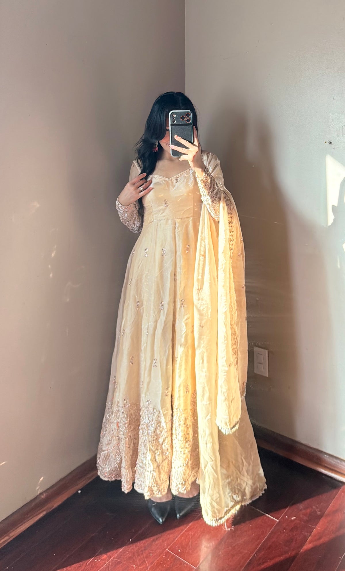 Fendy silk embroidered Anarkali suit