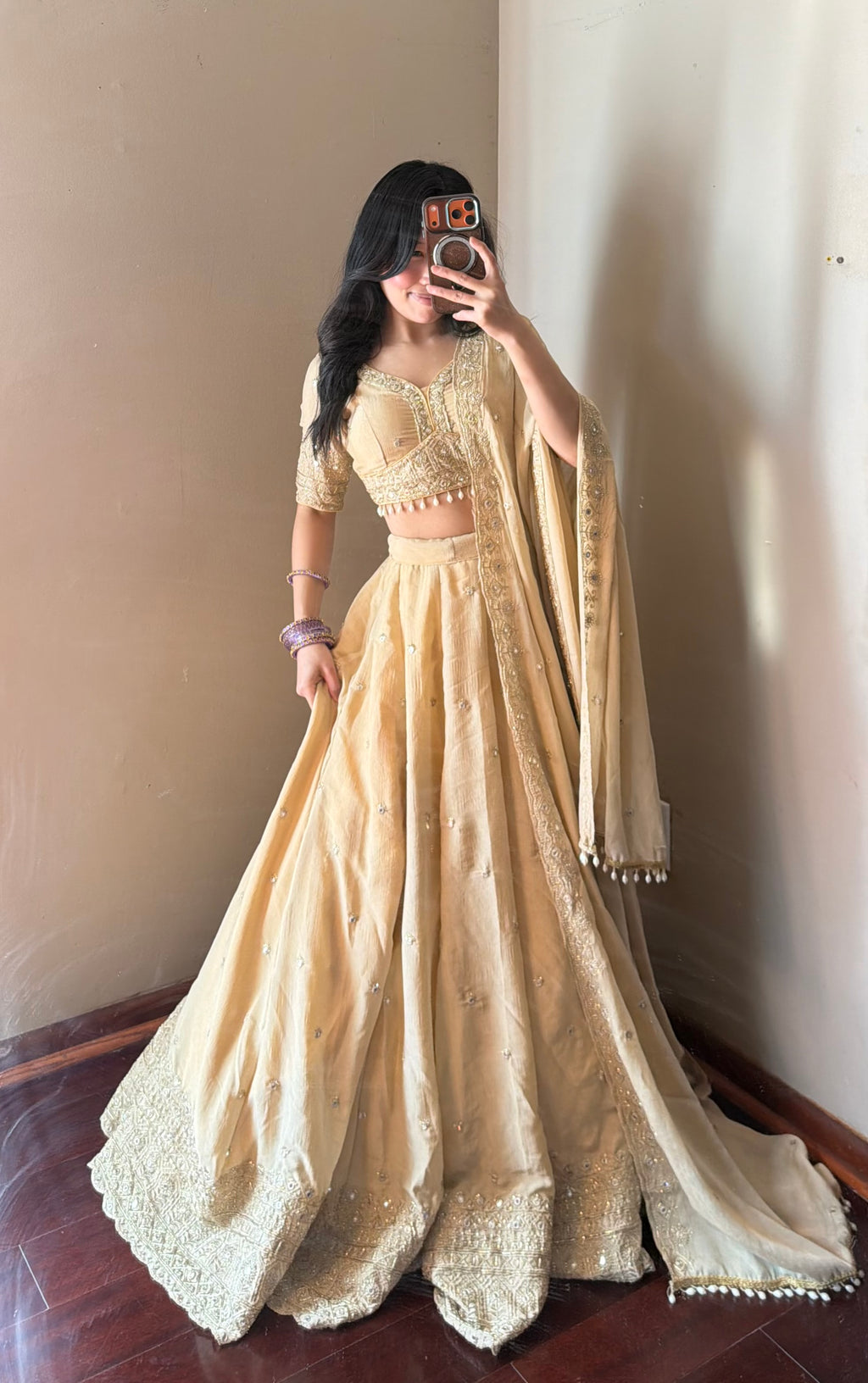 Beige Lehenga Set