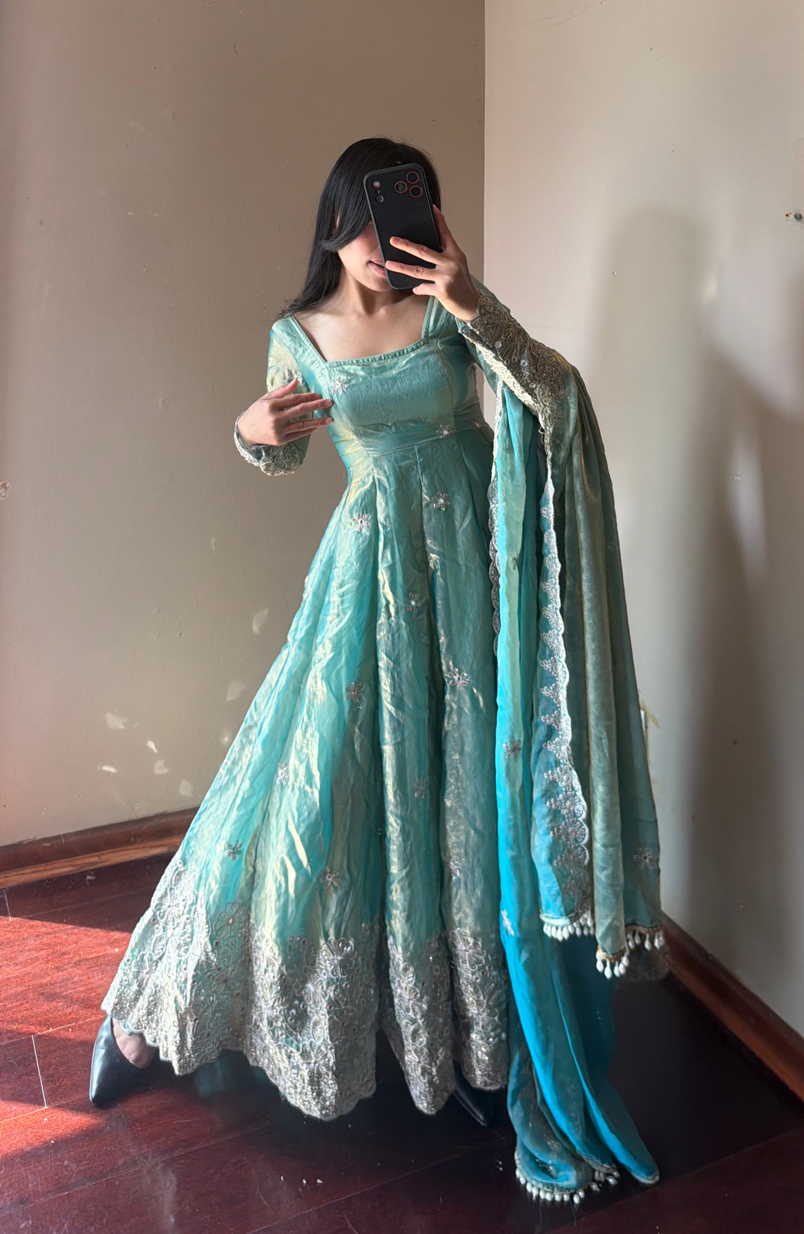 Fendi Silk Anarkali Set