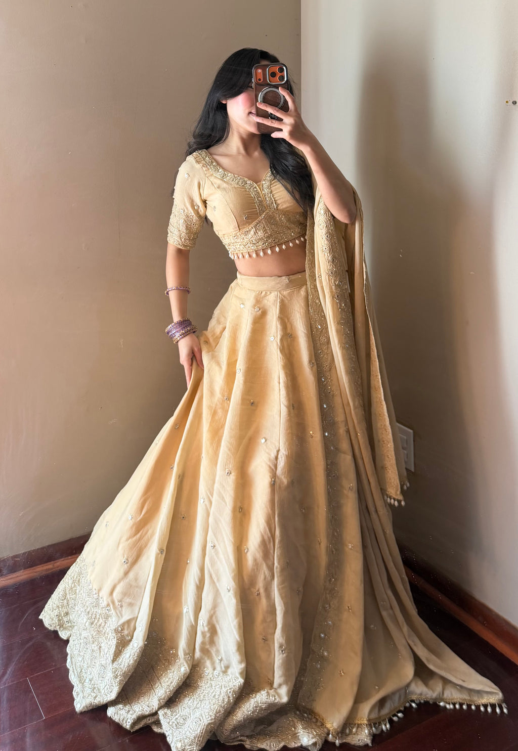 Beige Lehenga Set