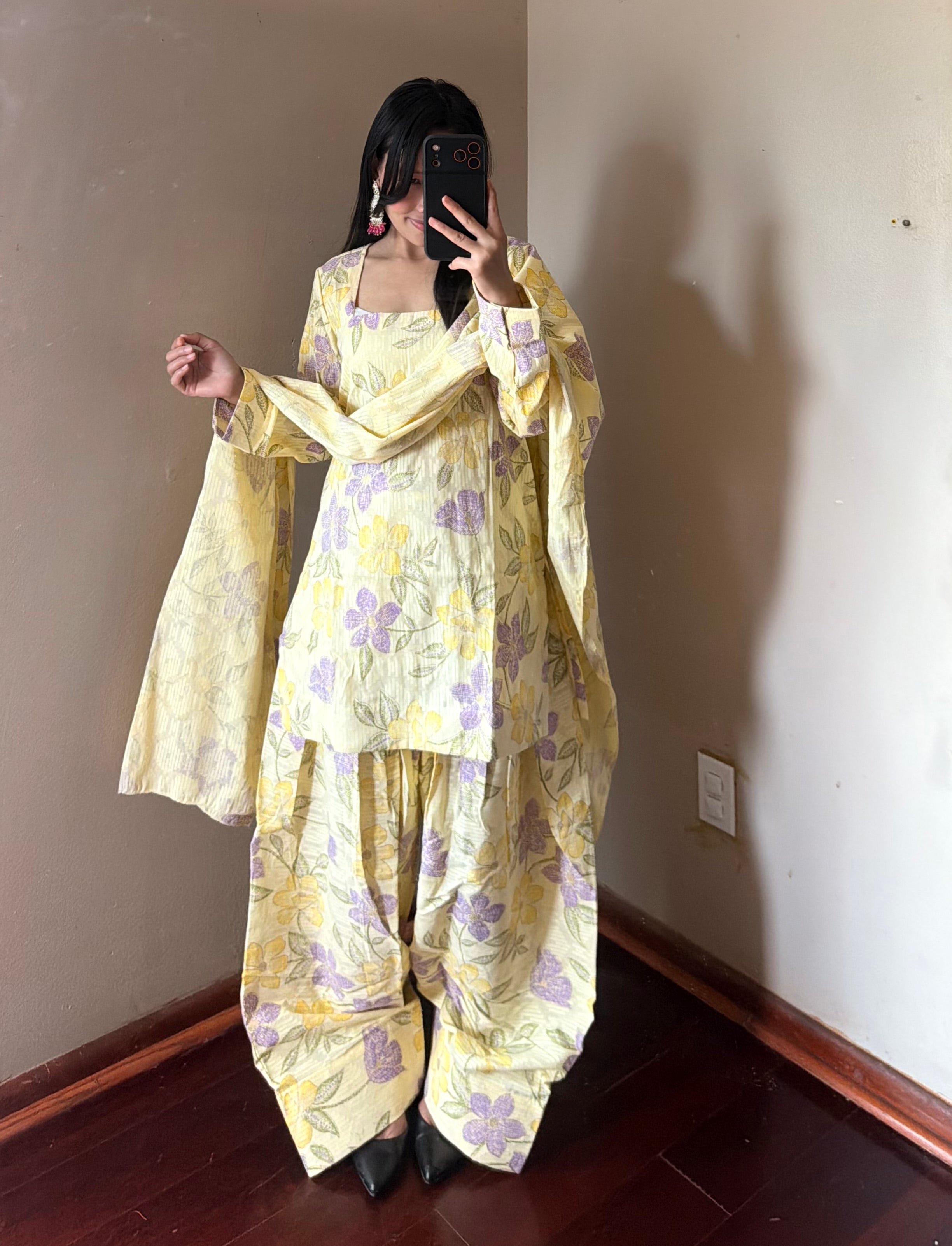 YELLOW COTTON FARSHI SALWAR SET