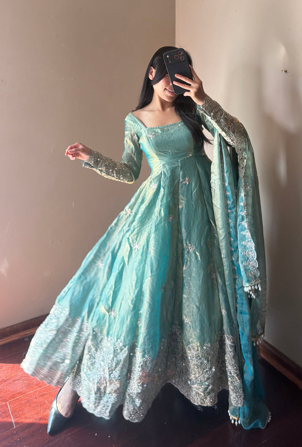 Fendi Silk Anarkali Set