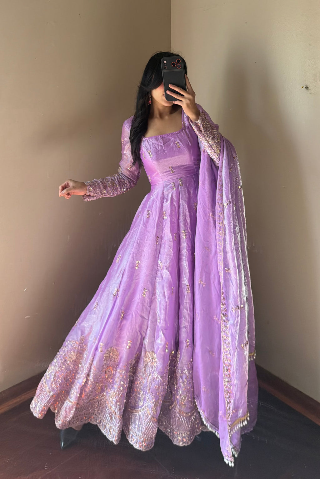 Fendy Silk embroidered Anarkali suit