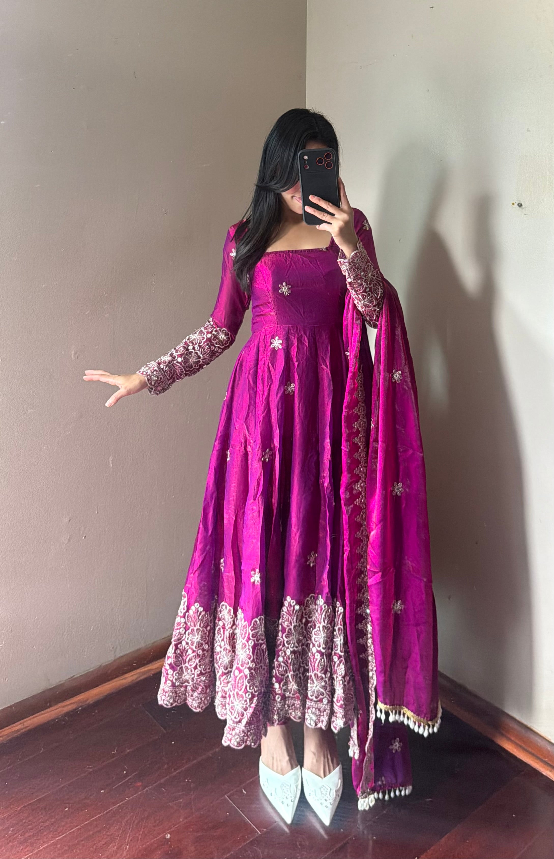Fendi Silk Anarkali suit