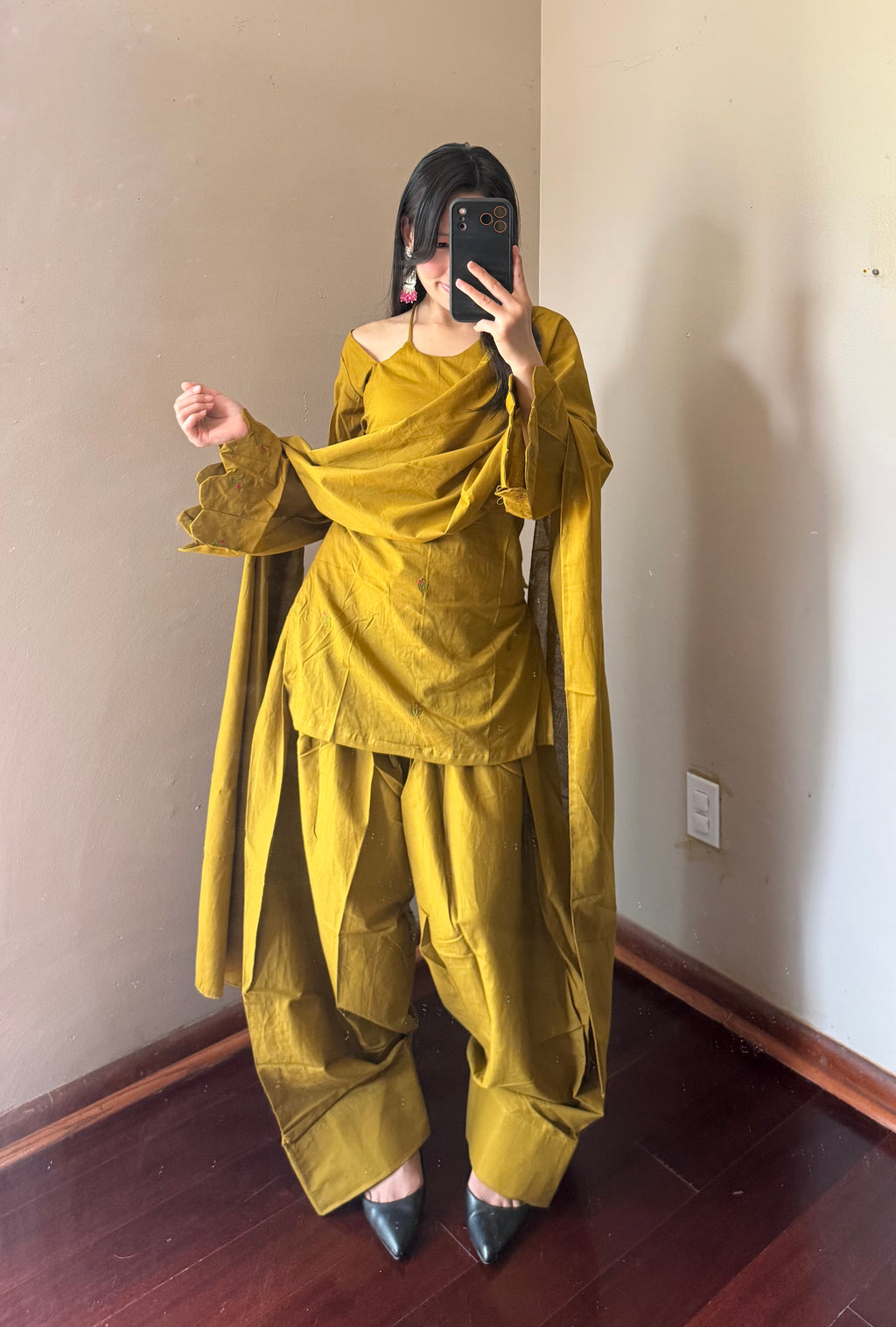 MUSTARD COTTON FARSHI SALWAR SET