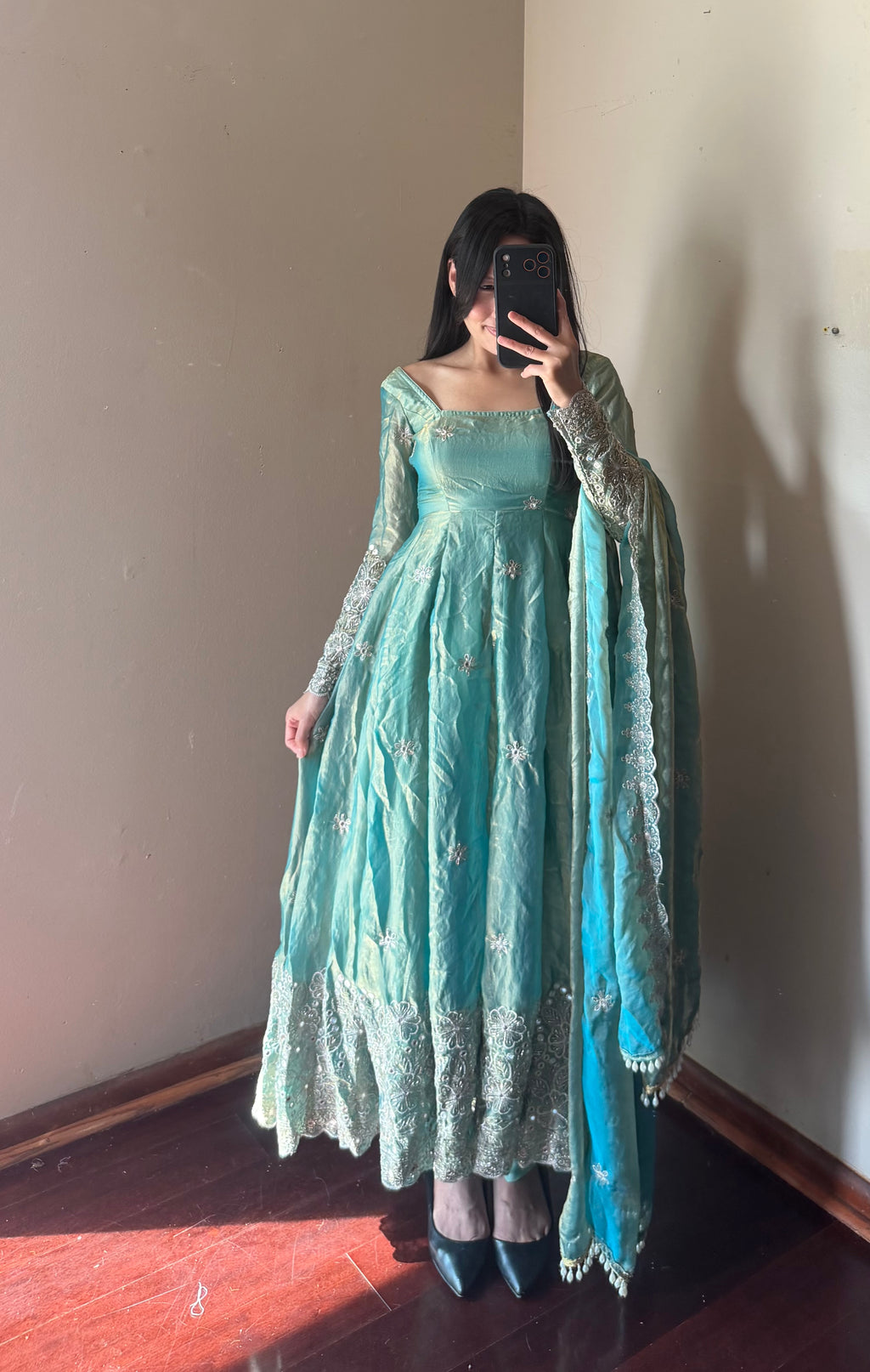 Fendi Silk Anarkali Set