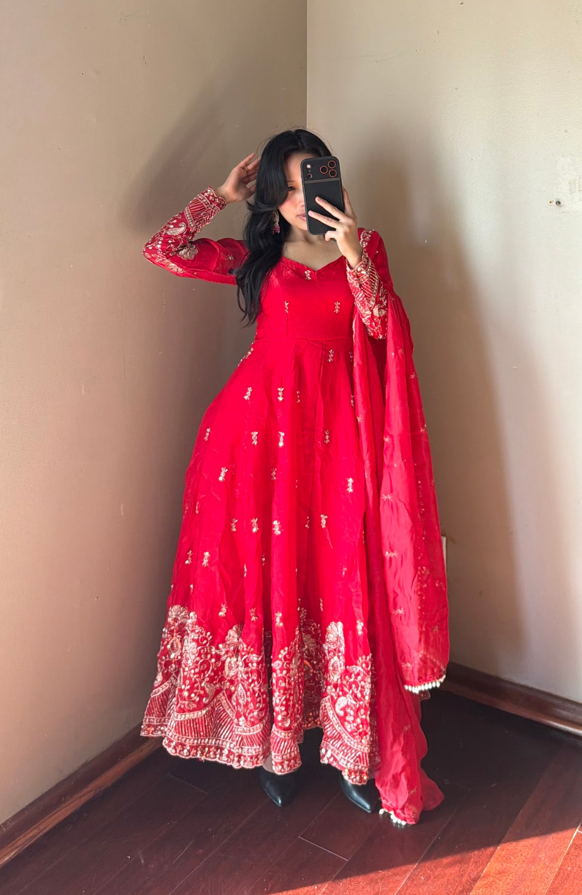 Fendy Silk Embroidered Anarkali Set