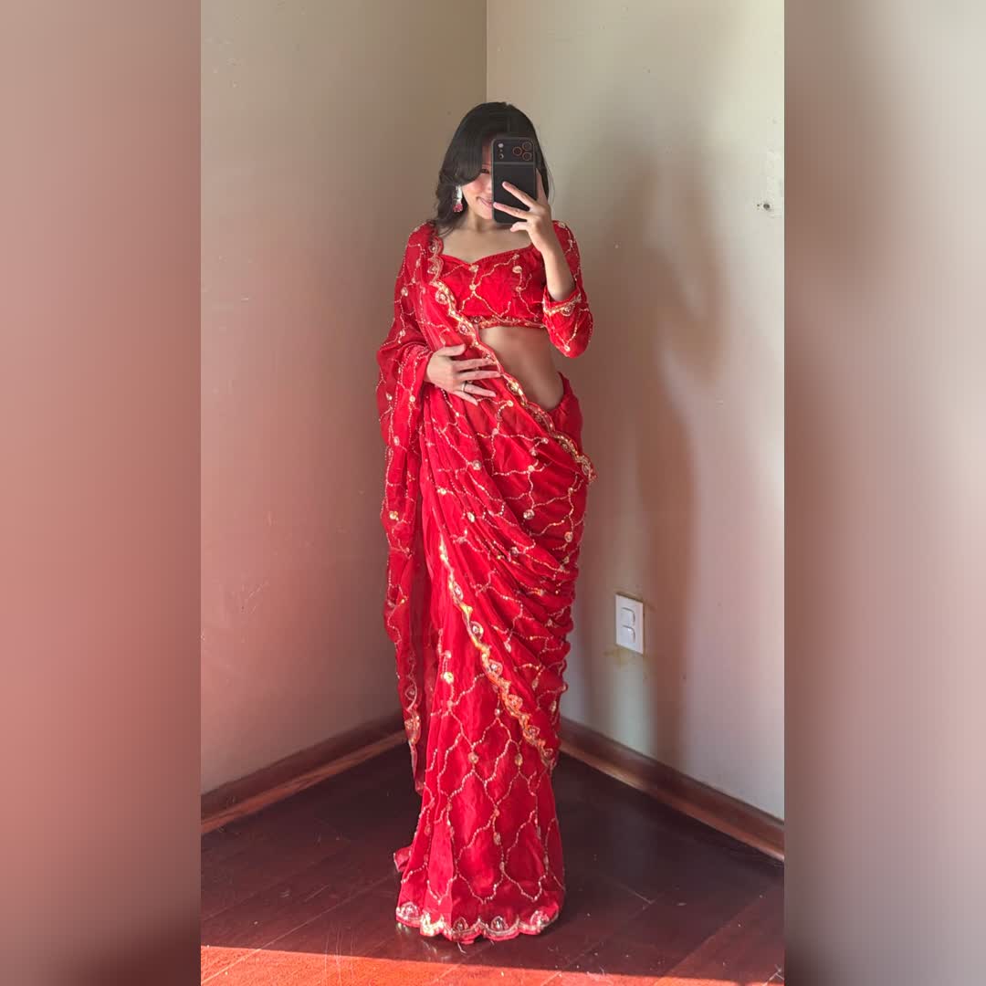 Ready To Wear embroidery saree Set