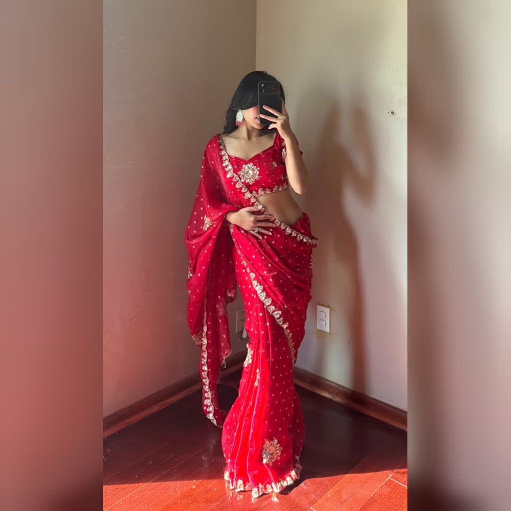 Ready To Wear embroidery Saree set